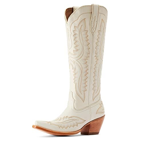 ARIAT Women's Casanova Knee-High Western Boot, Brushed Leather Booties — Blanco