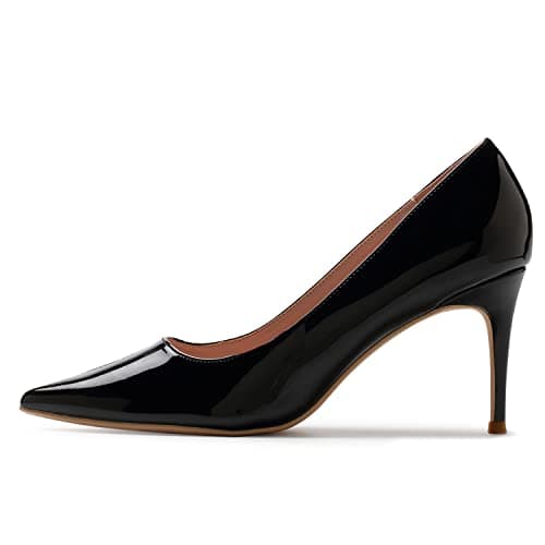 Genshuo Women's 3 Inch Stilettos Closed Toe Dress Pumps — Black
