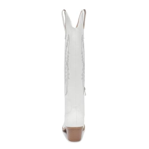 Amoji Women's Western Cowboy Knee High Boots with Zipper 307