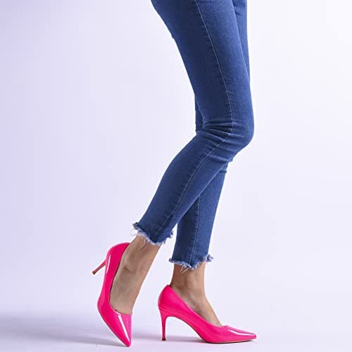 Genshuo Women's 3 Inch Stilettos Closed Toe Dress Pumps