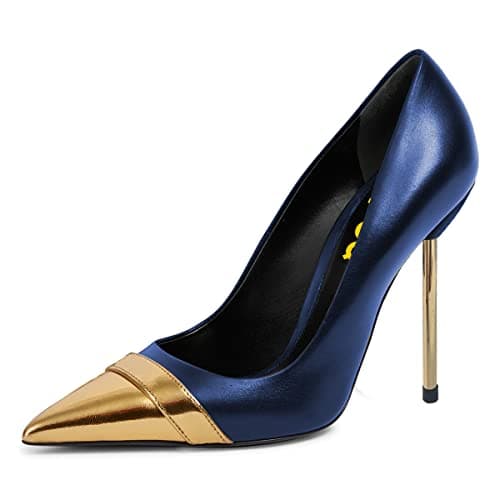 FSJ Women's Stilettos Formal Pointed Toe High Heel Shoes Größe 4-15 US — Navy