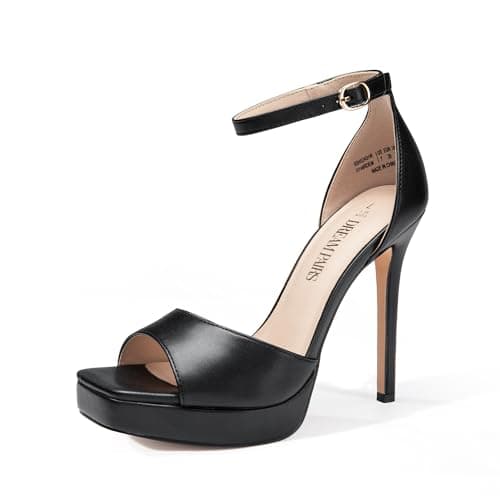 Dream Pairs Women's High Heel Platform Ankle Strap Open Toe Sexy Sandals — Black-pu