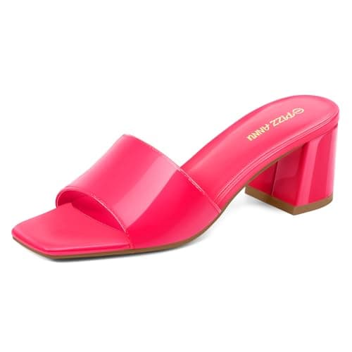 Refined Product Titles:

1. Women's Square Open Toe Heeled Sandals
2. Women's Diana Mule Sandal — Hot Pink Patent