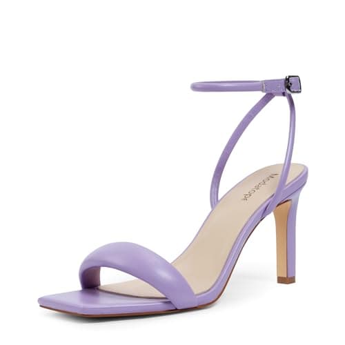 Modatope Women's Square Toe Strappy Ankle Strap Heels for Party & Daily Wear — Purple