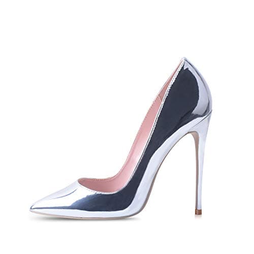 Elisabet Tang Women's Pointed Toe 4.7 inch Stiletto Heels Party Shoes — Silver