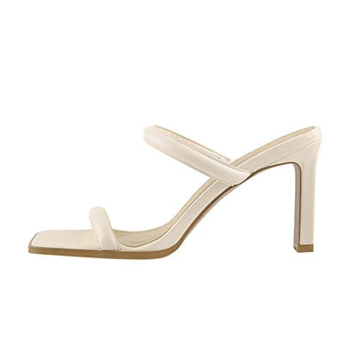 Richealnana Women's Square Toe Slip-On Strap MuleSandals — White