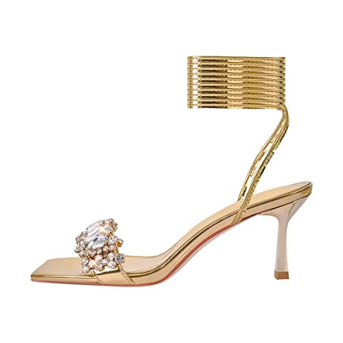 Richealnana Women's Rhinestone Sandals for Party Prom