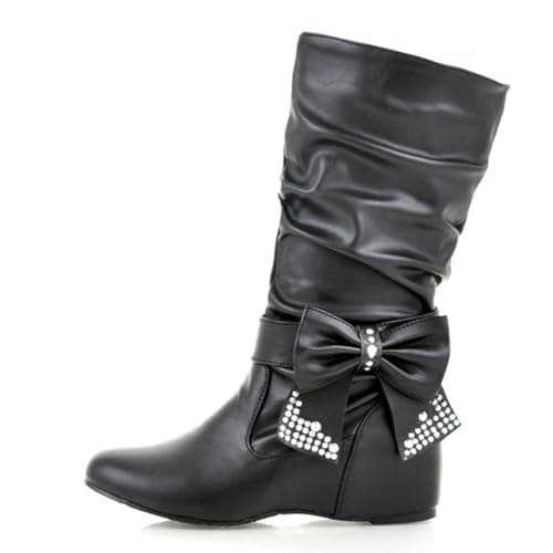 Elegant Women's Leather Mid Calf Boots — Black