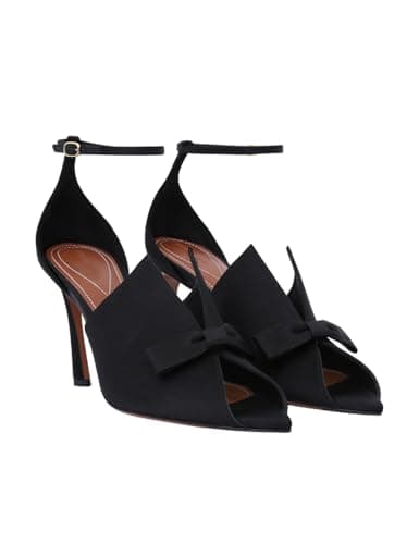 Richealnana Women's Pointed Peep Toe Bow Knot Ankle Strap Stiletto Heel Pumps