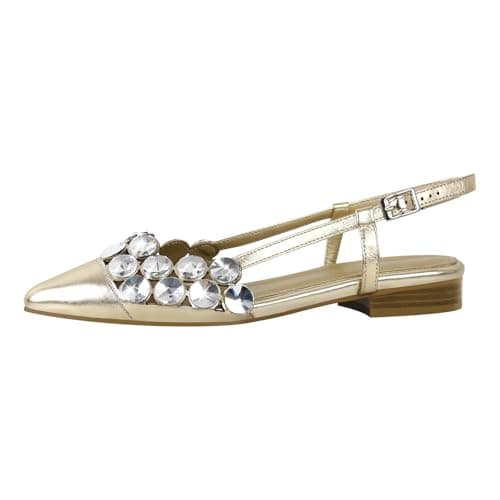 Richealnana Women's Clear Rhinestone Pointy Toe Strap Flats