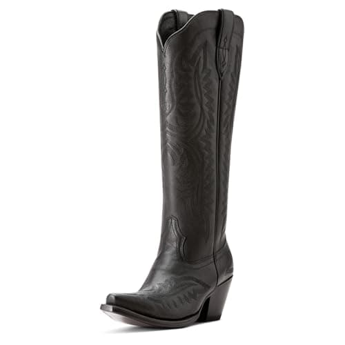 ARIAT Women's Casanova Knee-High Western Boot, Brushed Leather Booties — Obsidian