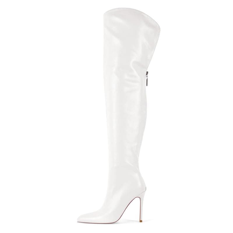 Women's Over the Knee Thigh Boots High Heels for Women LongBoot — White