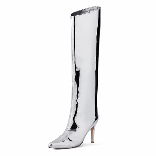 Shoe'N Tale Women's Metallic Party Dressy Slip-on Booties — Silver