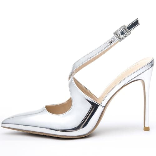 OHOXOE Women's Pointed Toe Stiletto Pumps Kitten Heels Wedding Party Shoes