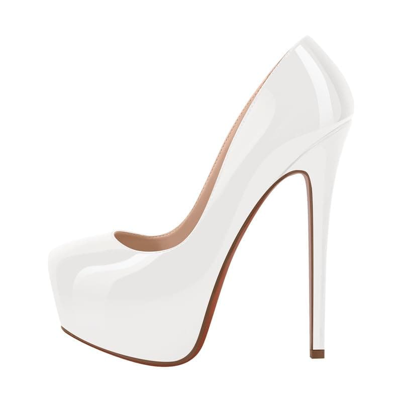 Richealnana Women's Double Platform Stiletto Heels — White B