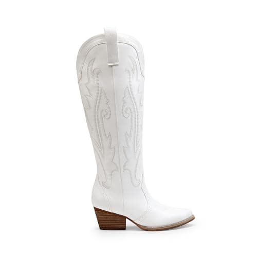 Dream Pairs Retro Women's Cowboy Knee High Embroidered Tall Boot