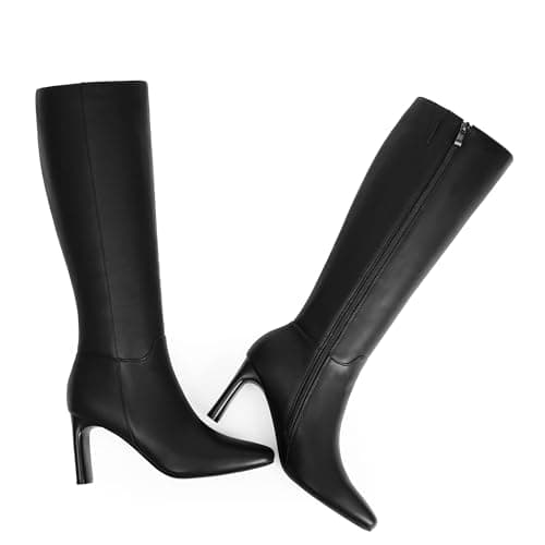 Modatope Women's Knee High Square Toe Chunky Heel Boot