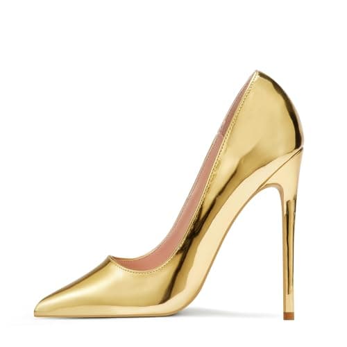 Elisabet Tang Women's Pointed Toe 4.7 inch Stiletto Heels Party Shoes — Gold