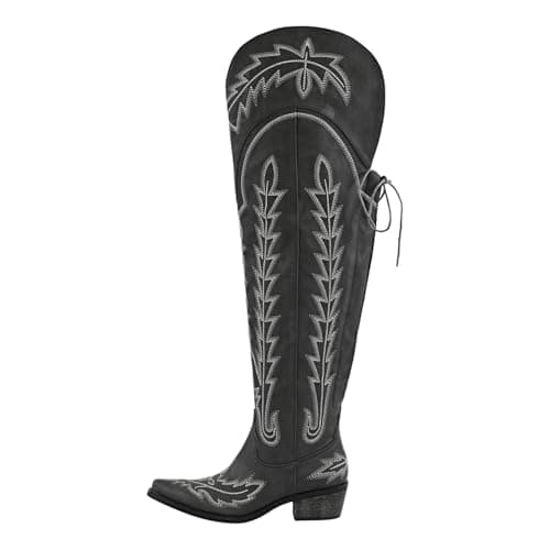 Western Cowboy Boots for Women Embroidered Thigh-High Cowgirl Style
