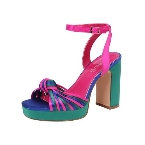 Sun Gurg Women's Multicolored Square Toe Platform Heels for Prom Night