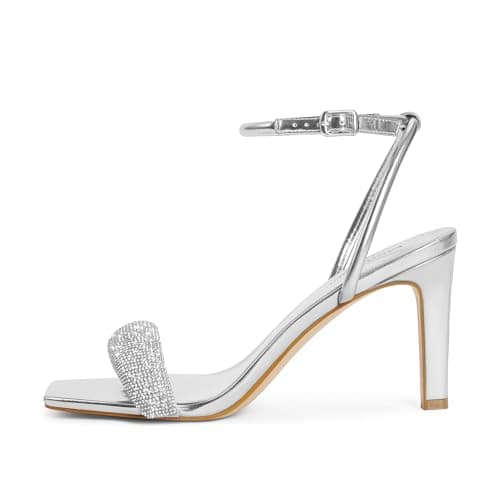 Modatope Women's Square Toe Strappy Ankle Strap Heels for Party & Daily Wear
