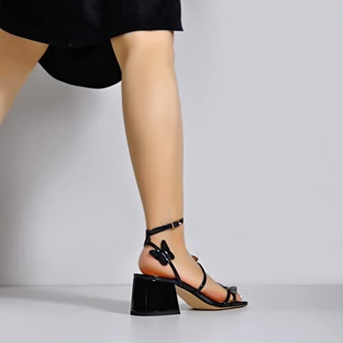 Richealnana Women's Butterfly Crisscross Strap Chunky Heel Sandals