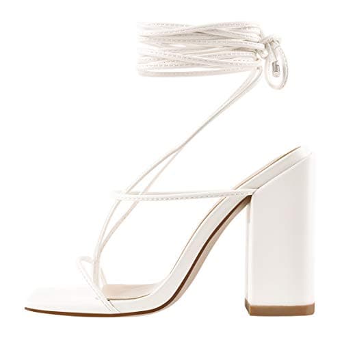 Richealnana Women's Chunky Heel Sandals — White