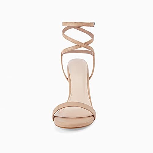 Coutgo Womens Strappy Lace-Up Heels Sandals Summer Dress Shoes