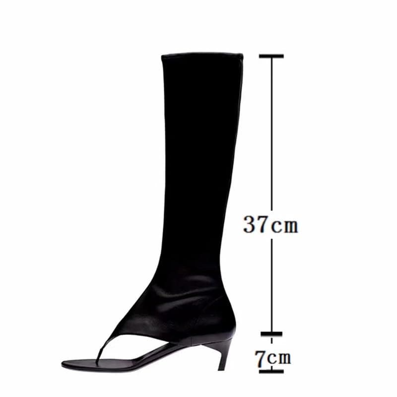 Sexytag Women's Open Toe Knee High Kitten Heel Thong Sandals