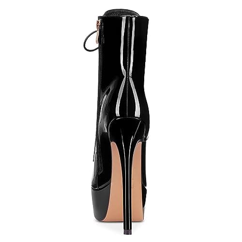Castamere Women's High Heel Lace-Up Ankle Boots With Zipper Stiletto Heels 6 Inches