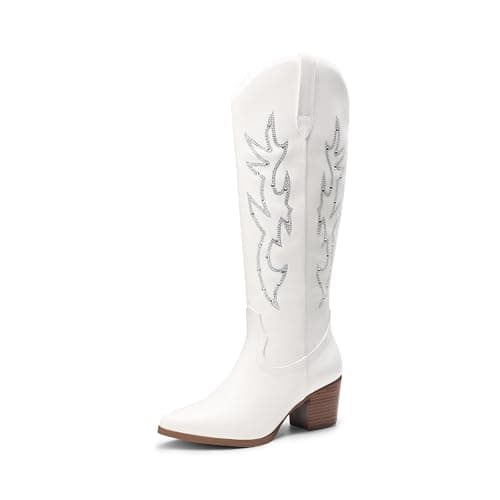 Dream Pairs Western Cowboy Boots for Women - Comfortable Knee High Zipper Heels
