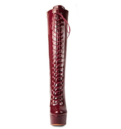 Sexy Fashion Ultra High Stiletto Heels Platform Lace Up Boots for Women