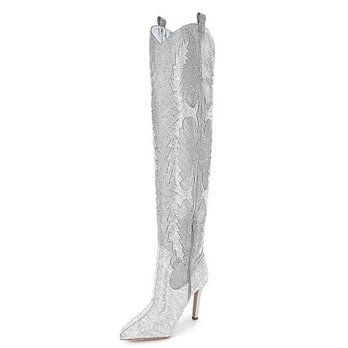 Sparkly Rhinestone Over Knee Boots for Women