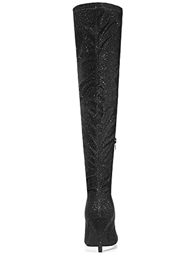 Allegra K Women's Glitter Knee High Stiletto Heels