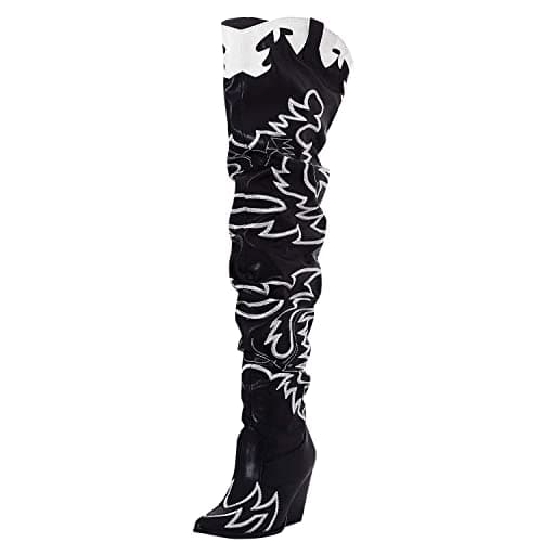 Kelsey-21 Black Chunky Heel Western Booties Size 7