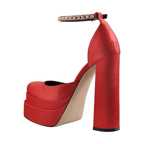 Richealnana Women's Clear PVC Glitter Stiletto Heel Sandals