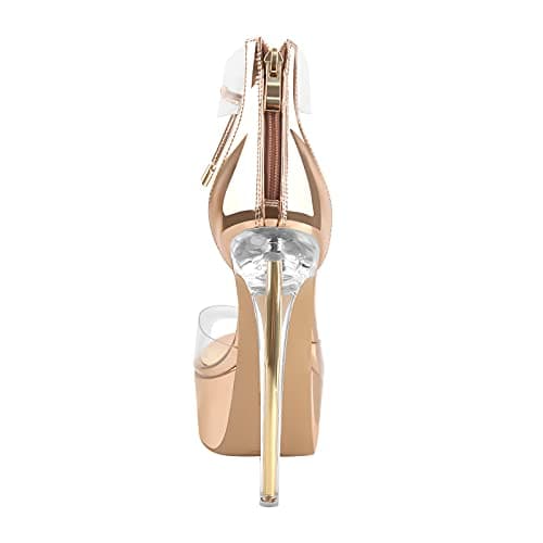 Richealnana Women's Clear PVC Glitter Stiletto Heel Sandals
