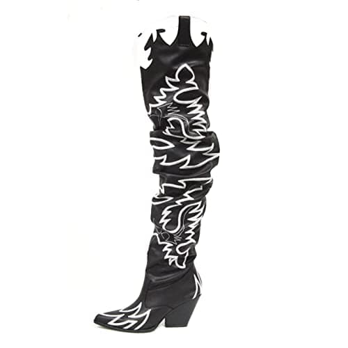 Kelsey-21 Black Chunky Heel Western Booties Size 7