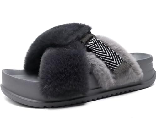Cross-Band Platform Slippers for Women — Grey