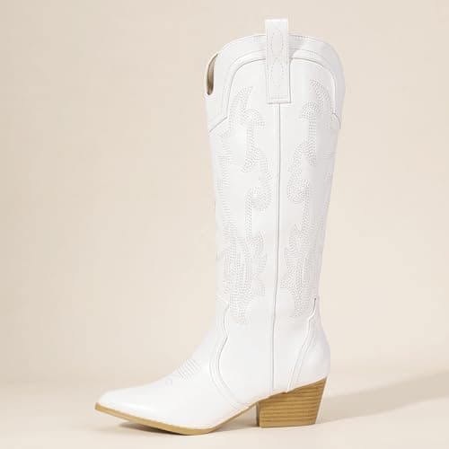 IDIFU IN2 Women's Embroidered Cowgirl Knee-High Western Boots