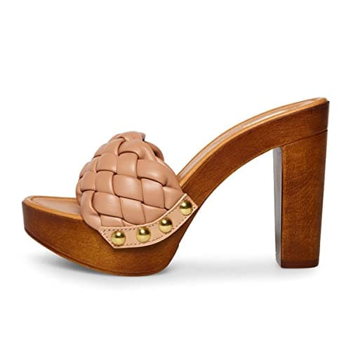 FSJ Women's Braided Chunky Heel Slip On Sandal Size 4-15 US