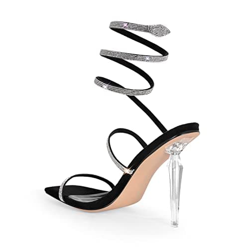 Richealnana Women's Glitter Straps Stiletto High Heels