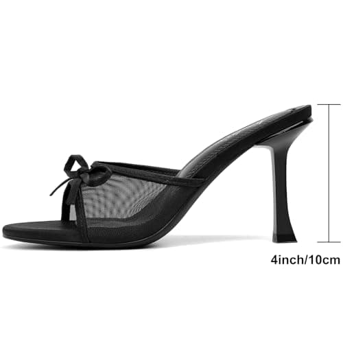 Mostrin Women's Round Toe Vintage Heels with Bow Stiletto Sandals