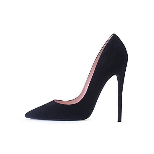 Elisabet Tang Women's Pointed Toe 4.7 inch Stiletto Heels Party Shoes — Black Suede