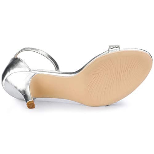Allegra K Women's Rhinestone Ankle Strap Stiletto Heel Sandals