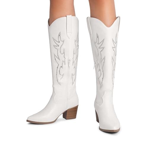 Dream Pairs Western Cowboy Boots for Women - Comfortable Knee High Zipper Heels