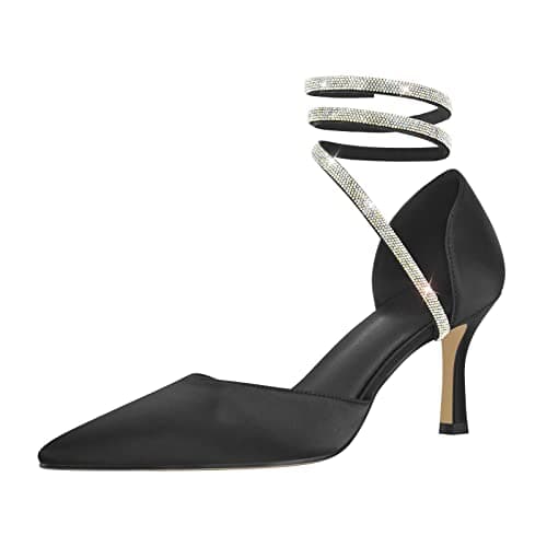 Richéalnini Women's Lace-Up Pointed Toe Stiletto Heels for Wedding & Party