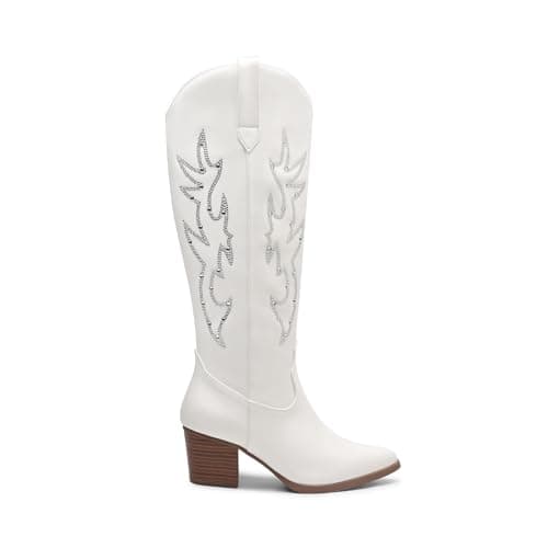 Dream Pairs Western Cowboy Boots for Women - Comfortable Knee High Zipper Heels