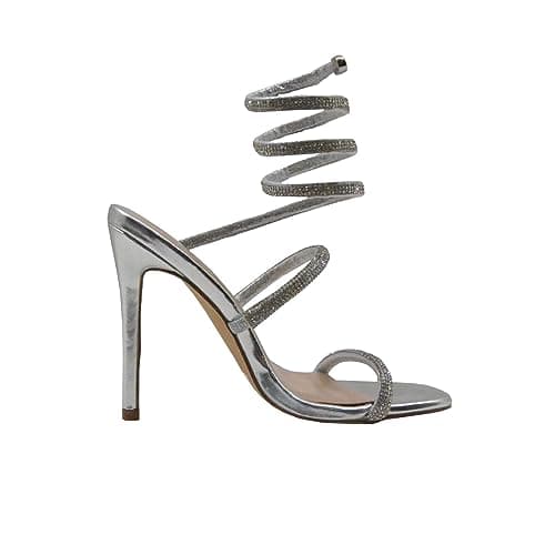 Bonnibel Women's Rhinestone Spiral Ankle Strap Heels Sandals