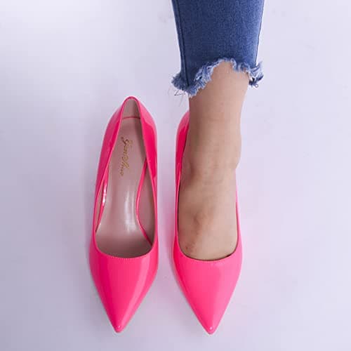 Genshuo Women's 3 Inch Stilettos Closed Toe Dress Pumps